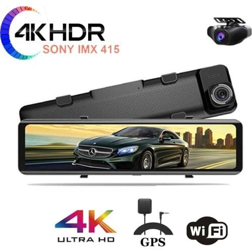 12" 4K WIFI Car DVR Camera Sony IMX415 Rear View Mirror 1080P Rear Camera Dash Cam Registrar Video Recorder GPS Parking Monitor