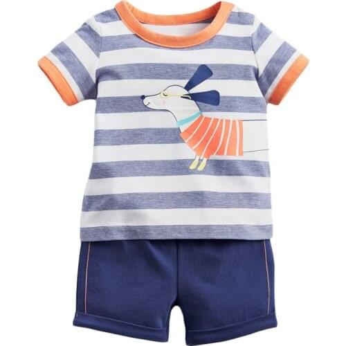 Bambino 2021 Summer Animal T shirt and Short Pants Set of Baby Boy 2-7 Years Children Clothing Set Tees and Shorts Kids Boy