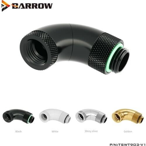 Barrow G1/4" 360 Rotary Water Cooling Kit Computer Build Fittings, DIY Split Water Cooler Adapter White Black Silver,TSWT903-V1