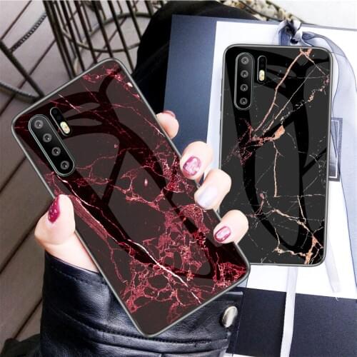 For Huawei P30 Pro Case Luxury Marble Grain Hard Tempered Glass Protect Back Cover Case for huawei p30 p30pro full cover shell