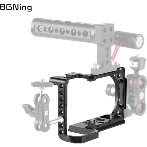 Aluminum Alloy SLR Cage for A6600 Video Stabilizer Rig with Cold Shoe Mount for Sony A6600 DSLR Camera Protective Frame Border