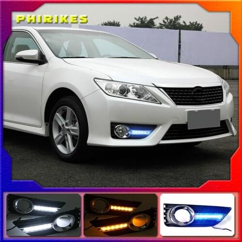 2Pcs DRL For Toyota Camry 2012 Daytime Running Lights fog lamp cover Daylight Turn yellow