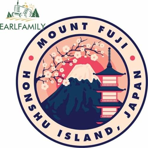 EARLFAMILY 13cm x 12.9cm for Mount Fuji Japan Trunk Car Stickers Personality Windshield Fine Helmet Decal Personality Decoration