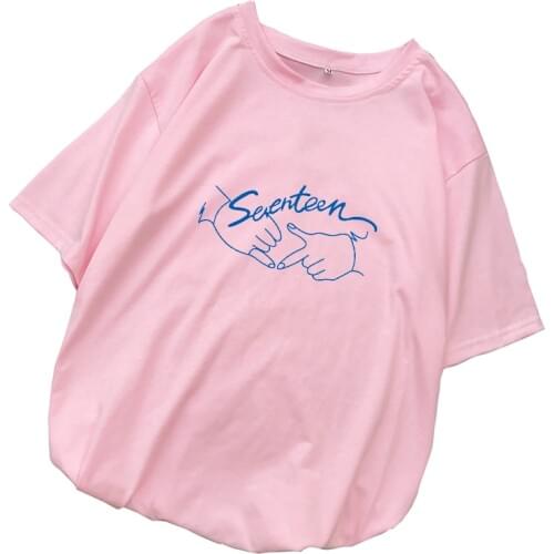 Kpop T-shirts Casual Korean Seventeen T Shirt Women Short Sleeve Harajuku Streetwear Loose Tee Shirt Femme Tumblr Camiseta Mujer
