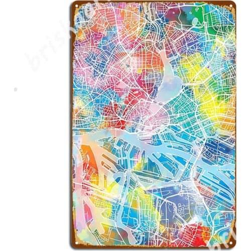 Hamburg Map Metal Signs Wall Cave Party Plaques Customize Tin sign Posters