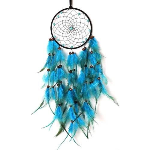Handmade Indian Dream Catcher Hanging With Rattan Bead Feathers Wall Car Decoration Ornament Dreamcatcher