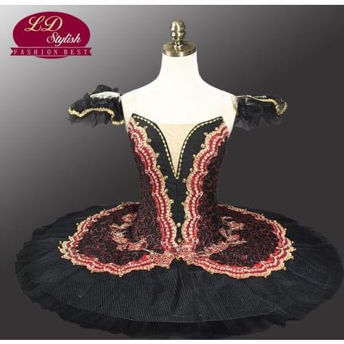 Adult Red Black Swan Classical Ballet Tutu Costume Red Professional Ballet Tutu Black Ballet Tutus For Performance LD0014