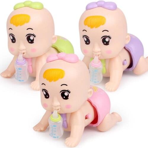 Cute Electric Crawling Baby Doll with Milk Bottle Music Singing Lighting Interactive Kids Baby Toy
