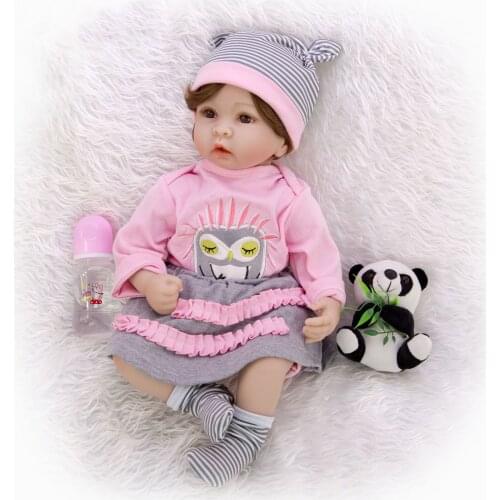 Cute baby doll toys bebe reborn 22 inch handmade soft silicone newborn dolls alive children play house toys gift