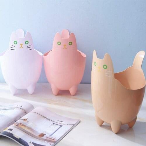 Cute Funny Cat Waste Bins Creative Household Desktop Multifunction Uncovered Trash Can Kitchen Livingroom Sorting Dustbin Bucket