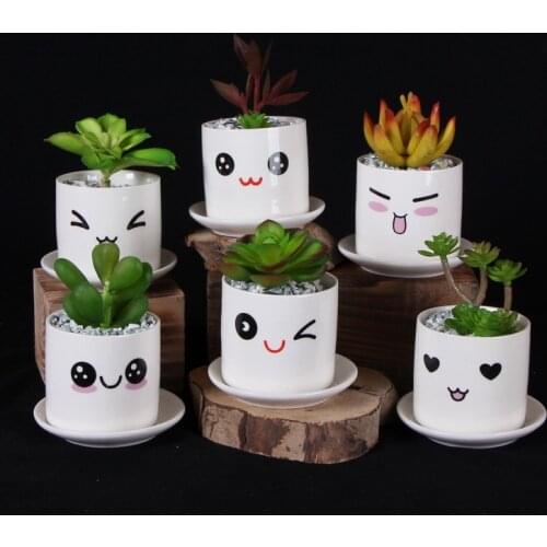 Cute mini porcelain flower pot desk succulents vase cylinder decoration crafts creative pot home decor supplies 6*5cm