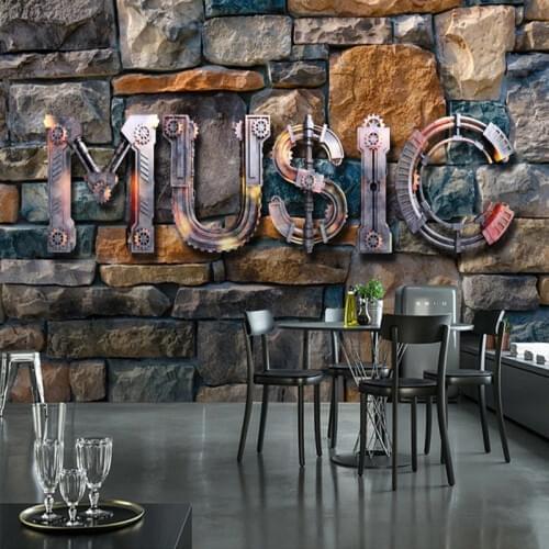 Custom Mural Wallpaper 3D Stereo Music Stone Wall Restaurant Bar KTV Background Wall Paper Modern Creative Decor Papel De Parede