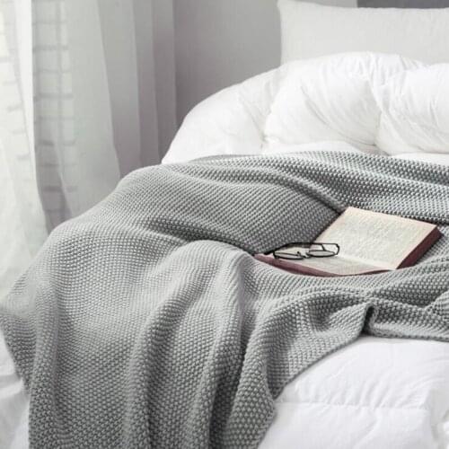 Nordic Style Blanket for Bed and Sofa Pure Color Soft Woolen Knitted Blanket