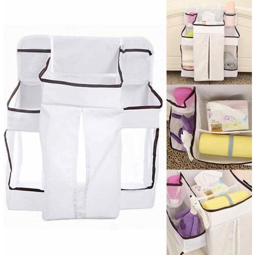 Baby Bed Organizer Caddy Toy Diaper Clothes Hanging Bags Baby Essentials Fits All Crib Strollers Playards Nursery Storage