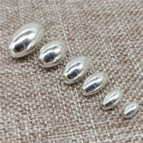 925 Sterling Silver Olive Oval Rice Beads Spacer 2mm 3mm 4mm 5mm 6mm 7mm 8mm for Bracelet Necklace
