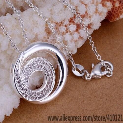 P239_2 Hot Sale Free Shipping Silver Plated Fine Jewelry,-Sterling-Silver Charms Fashion Pendant Inlaid Stone Circle 6 Words
