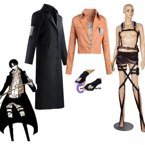 Hot New Shingeki no Kyojin Levi Rivaille Jacket Cloak Adult cosplay costume Attack on Titan Black Shawl Belt Suit Leather Shorts
