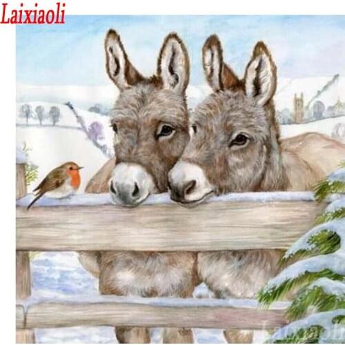 Full square diamond 5D DIY diamond painting farm animals donkey diamond embroidery cross stitch sale round drill home decor gift