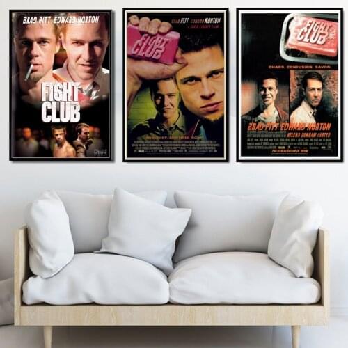 Hot Fight Club Vintage Movie Film Retro Gift Poster And Prints Art Painting Wall Pictures For Living Room Home Collection Decor