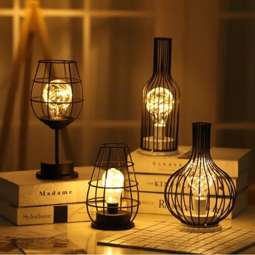 Nordic Holiday Retro Iron Art Minimalist Hollow Table Lamps Reading Lamp Night Light Bedroom Desk Lighting Home Decoration