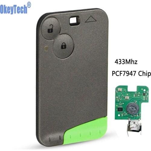 OkeyTech Replacement 2Button Smart Remote Card Car Key For Renault Laguna 433Mhz PCF7947 Chip With Uncut Emergency Insert Blade