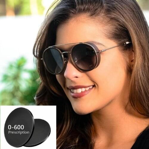 MINCL/Prescription Womens Round Punk Sunglasses Finished Polarized Myopia Sunglasses Men Women Short sighted Optics Eyewear NX