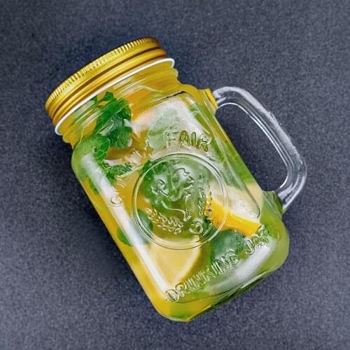 Vintage Glass Mason Jar Cup Fruit Icecream Infusion Clear Gradients Personality Four Style Cold Drink Cups