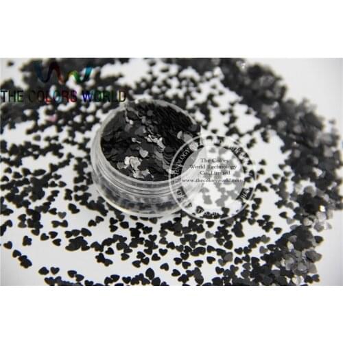 Solvent resistant - Black Color heart-shaped Glitter Spangles for Nail Polish and Other DIY decoration