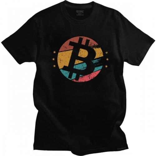 Streetwear Mens Vintage Bitcoin Tshirt Short Sleeved Cotton T-shirt BTC Cryptocurrency Crypto Shirt Blockchain Tee Top Clothing