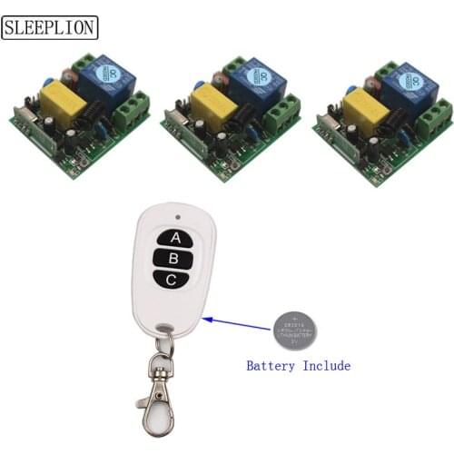 Sleeplion Universal Wireless Remote Control Switch 110V~220V 110V 220V 3 Way Relay Receiver Module RF 315/433Mhz Remote Controls