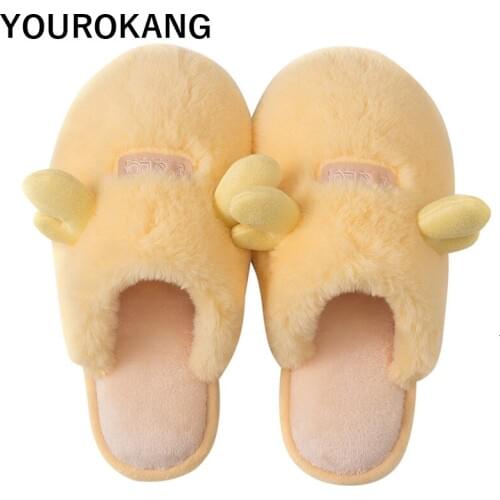 Women Winter Home Slippers Cartoon Furry Plush Shoes Warm House Slippers Indoor Bedroom Lovers Couples Floor Shoes Soft Footwear