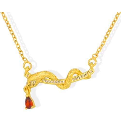 Gold Snake Chain Necklace Women Girls Jewelry CZ Stone Necklace Coiled Snake Pendant Necklace Gothic femme collier serpent