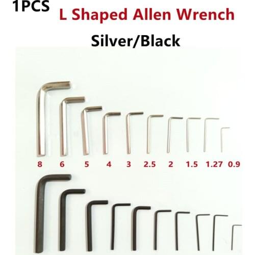 1pcs Allen Wrench L Shaped Silver Black Hex Hexagon Key Allen wrench 0.9mm 1.27mm 1.5mm 2mm 2.5mm 3mm 4mm 5mm 6mm 8mm