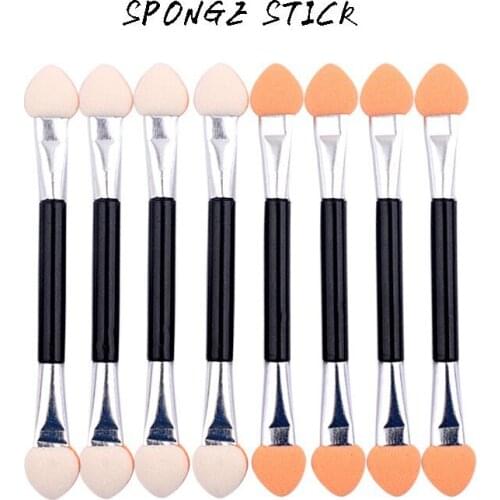 10pcs/pack Eyeshadow Applicator Pro Sponge Double Ended Make Up Supplies Portable Eye Shadow Brushes Nail Mirror Powder Brush