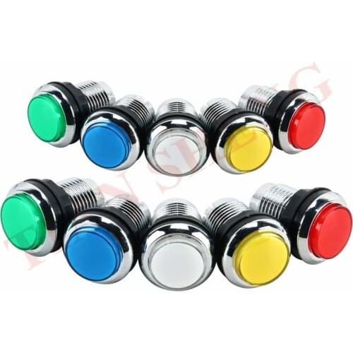 10Pcs/Lot Chrome Plating 12V 32mm LED Illuminated Push Buttons with Micro Switch for Arcade Machine Games Mame Jamma Parts