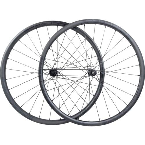 1445g 29er MTB XC 28mm asymmetric straight pull carbon wheels clincher tubeless hookless front 15x100 rear 12X142 aero wheelset