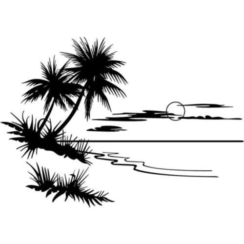 15*10.5cm Beach Palm Tree Motorcycle SUVs Bumper Car Window Laptop Car Stylings Vinyl Sticker