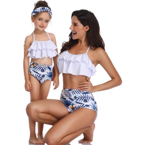 2020 Family Matching Swimsuit Mother Girl Bikini Swimwear Women Children Baby Kid Beach Womens Swim Wear Tankini Maillot De Bain