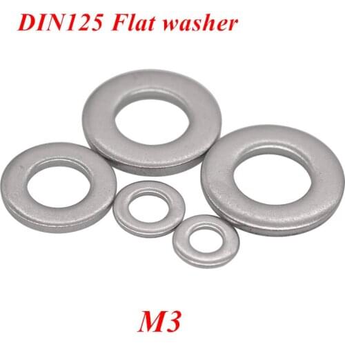 500pcs DIN125 ISO7089 GB97 M3 washer A2-70/ 304 stainless steel Flat machine washer Plain Washer gasket washers Meson