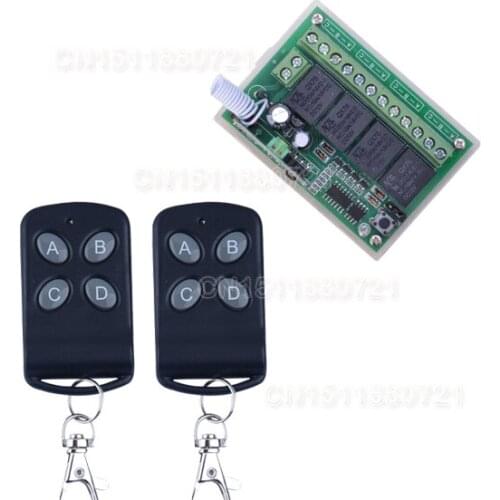 High Sensitivity DC 12V 4CH Small Channel Wireless Remote Control Controller Radio Switch 433.92mhz 200m Transmitter Receiver