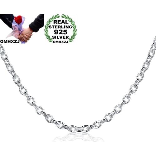 OMHXZJ Wholesale Personality Fashion OL Woman Girl Party Gift Silver 3MM Cross Chain 925 Sterling Silver Chain Necklace NC194