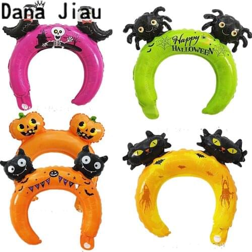 Dana jiau Halloween party decoration hair brand foil balloon pumpkin latex balloon green ghost helium ball Pirate Ship toy saler