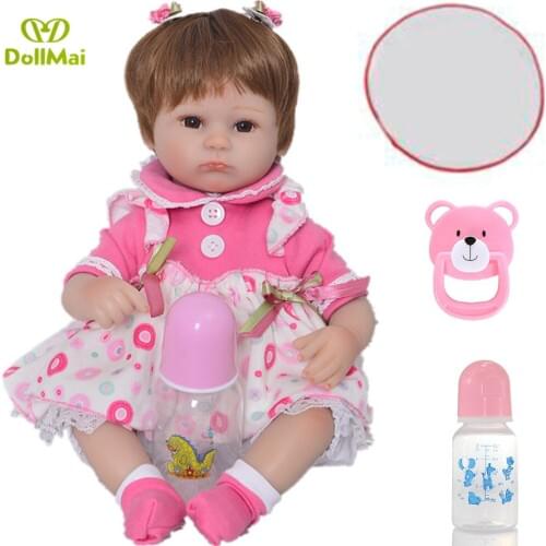 DollMai 18'' Handmade silicone reborn baby dolls Real girl bebes reborn dolls children gift bebes reborn bonecas brinquedos lol