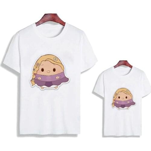 Family T Shirts Short Sleeve White O-neck Mommy And Me Baby Kids Tshirts Street Style Disney Cartoon Printed Family Matching Tee