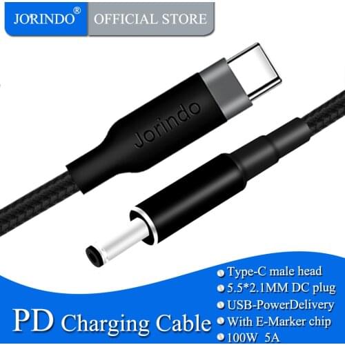 JORINDO Type-C to DC5.5*2.1mm Laptop PD decoys 100W fast charging cable,usb C to 5521 Power adapter charging line,5A
