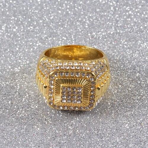 Geometric Hip-hop Street Trend Ring Fashion Neutral Ring Men And Women Gold-plated Exaggerated Wedding Jewelry Hip-hop Boy Ring