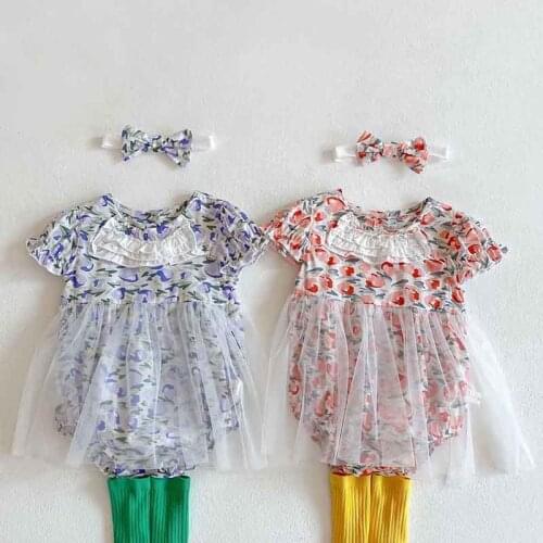 Summer Baby Girl Clothes Newborn Bodysuits Gauze Skirt Triangle Climbing Dress Princess Sweet Newborn Birthday Jumpsuit