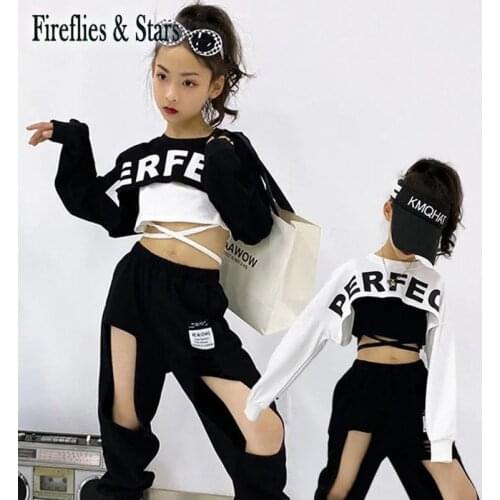 Spring Summer Girls 3 Pcs Set Crop Top Pullover + Pants Kids Suit Children Clothes Streetwear Hip Hop Hollow Out 4 To 14 Yrs