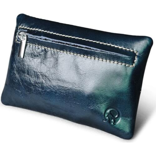 Wholesale Genuine Leather Card Wallet Men Wallet for Credit Cards Zipper Credit Card Holder Convenient Small Coin Pocket Purses