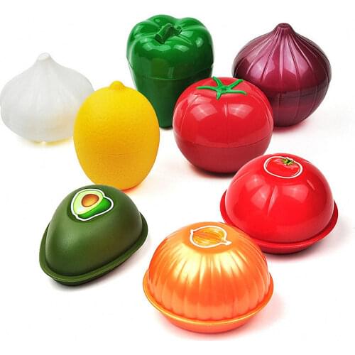 Creative Plastic Onion Green Pepper Garlic Shaped Food Containers Crisper Lemon Fruits Case Fresh Box Refrigerator Home Storage